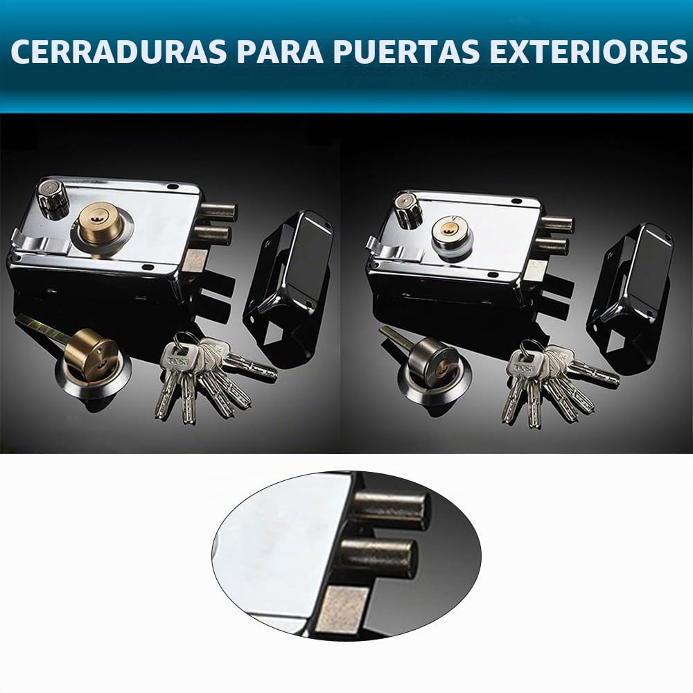 Cerradura De Puerta Externa Con 5 Llaves Para Pestillo Nocturno, Puerta Corrediza De Empuje, Lugar De Trabajo En El Hogar (Abierto A La Derecha)