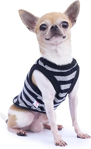Miniatura 2 de Frienperro Camisa para perro, paquete de 2 ropa para perros pequeños, hembra, niño, ropa de chihuahua a rayas de algodón transpirable, ropa para