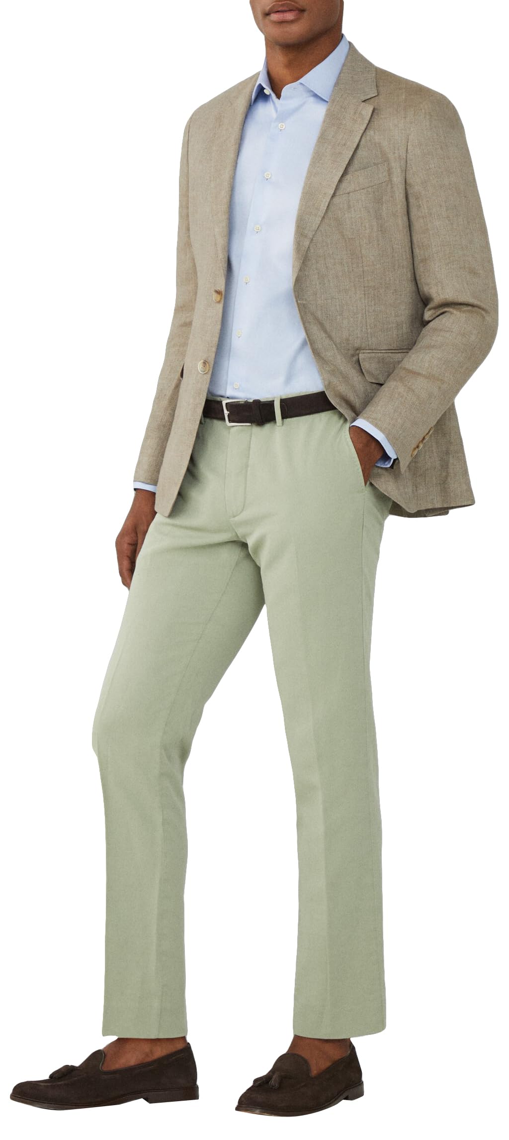 Hackett London Men's GMD Texture 5Pkt Trouser, Green (Seagrass Green), 33W/30L