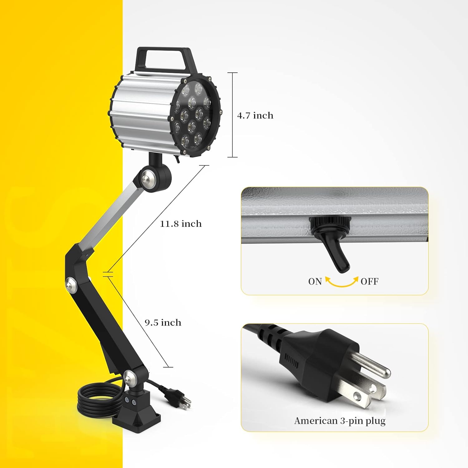 Best Quality 🔥 Led Waterproof Machine Work Light, Multipurpose Adjustable Angle Aluminum Alloy Long Arm for Lathe CNC Milling Drill Press and Workbench, AC 110~240V with US Plug Black Friday - 40% OFF Led Waterproof Machine Work Light, Multipurpose Adjustable Angle Aluminum Alloy Long Arm for Lathe CNC Milling Drill Press and Workbench, AC 110~240V with US Plug
