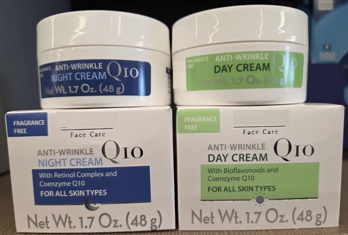 Face Care Fragrance Free La-cura Anti-Wrinkle Q10 Day & Night Cream 1.7oz 48g (Two Jars)