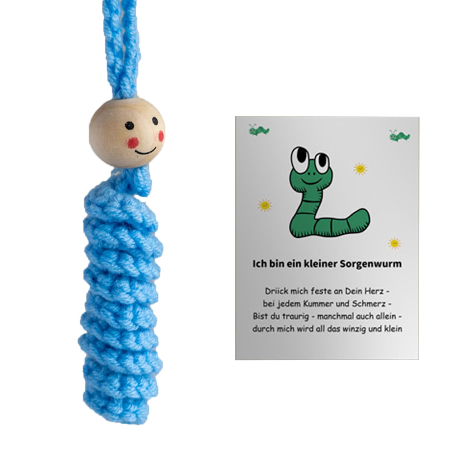 Kalttoy Stress Relief Green Crochet Caterpillars Crochet Stress Reliever Gifts Card Accessory for Emotion Health Gifts