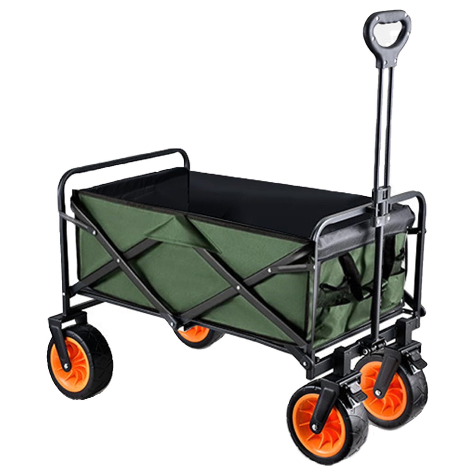 festival trolley， Festive Foldable Trolley, HandPull, Camping(Negro Y Verde)