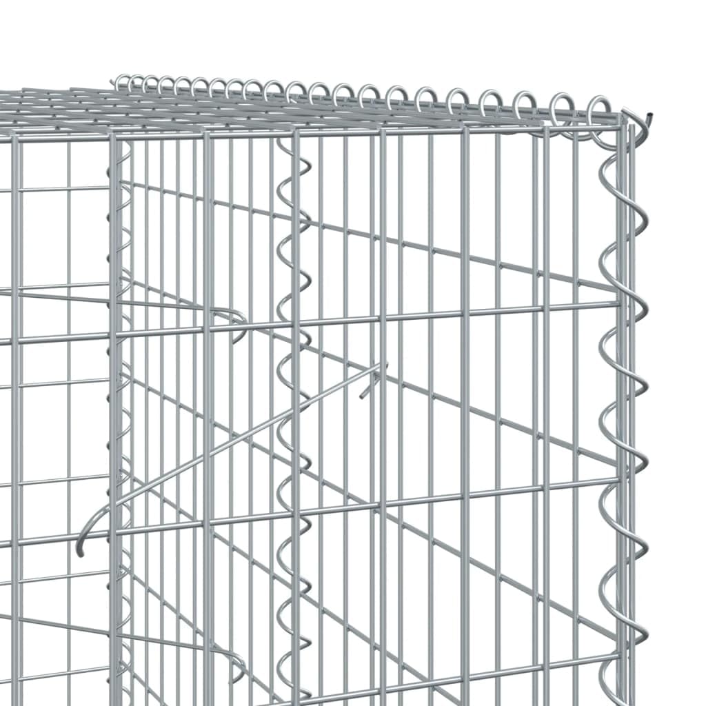 Gavión con tapa, 1050 x 100 x 200 cm, cesta de piedra galvanizada | Cesta de alambre de metal resistente para jardín para colgar en la pared o para exteriores