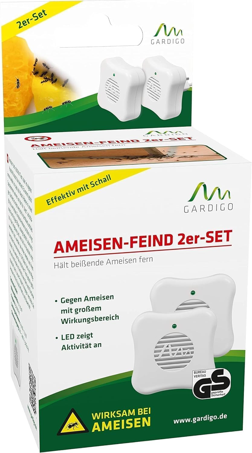 GARDIGO® Repelente Ultrasonico para Hormigas - Set de 2 | Anti Hormigas Interior de Casa | Ahuyenta Plagas en Cocina y Despensa