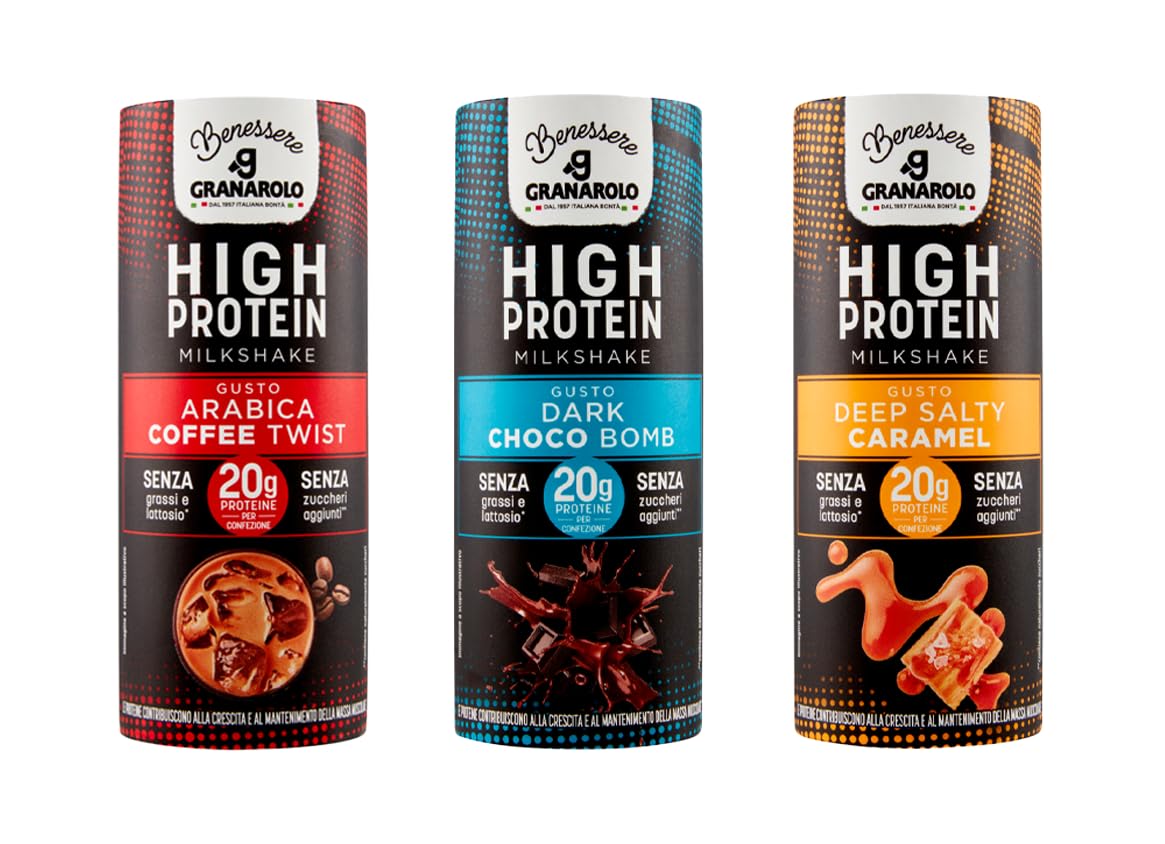 Granarolo MIX High Protein Milkshake Arabica Caramello Salato Dark Choco 20g di Proteine Senza Lattosio - 235ml