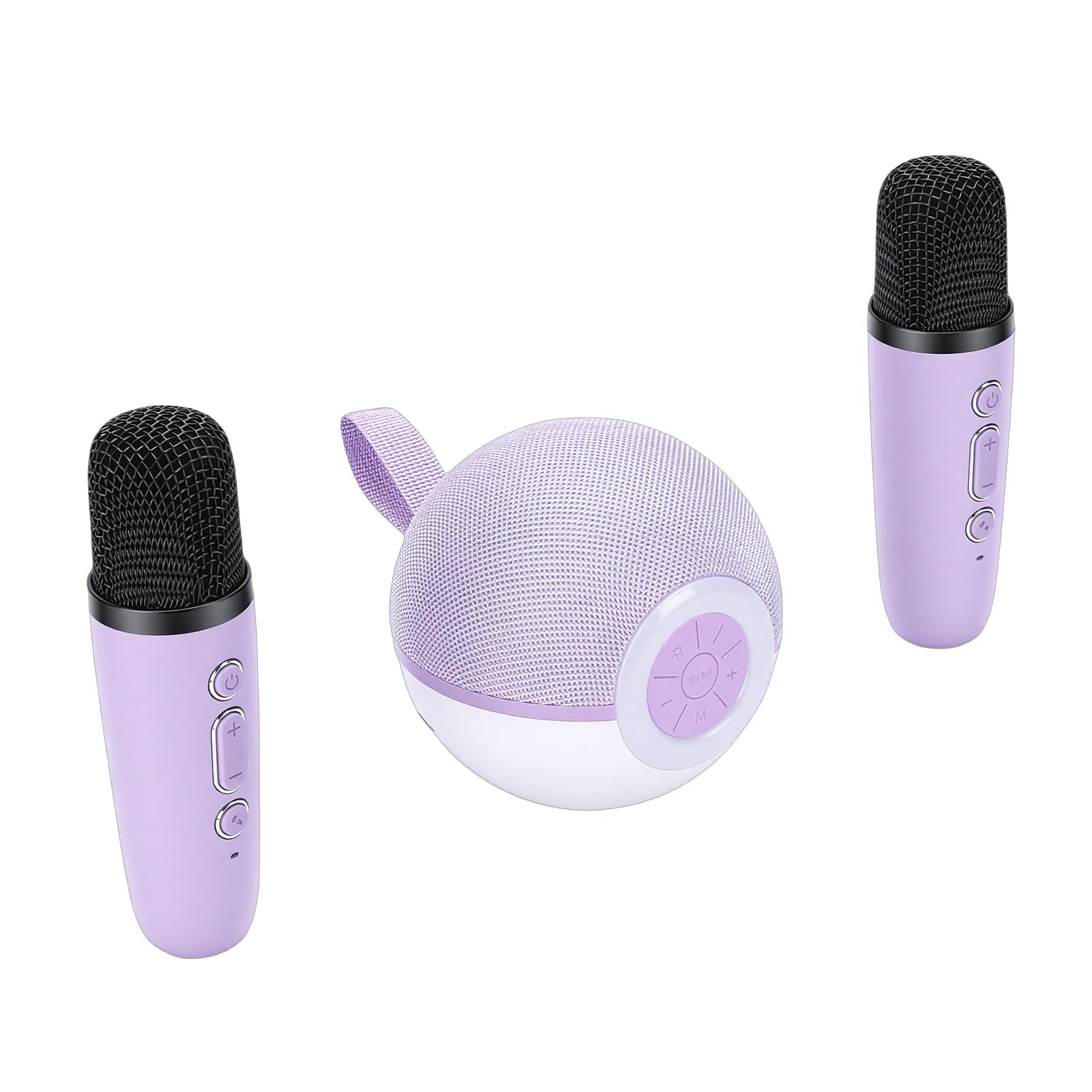Domary Altoparlante Portatile Ricaricabile 5.3 per Karaoke con 2 Microfoni Wireless Luci Colorate 5 Effetti Sonori per Feste in Casa Viaggi ABS