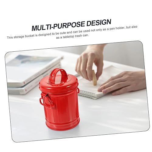 Miniatura 8 de Cabilock Cubo de almacenamiento de metal, tapa de escritorio, soporte para bolígrafo, mini organizador de papelería, papelera de hierro para