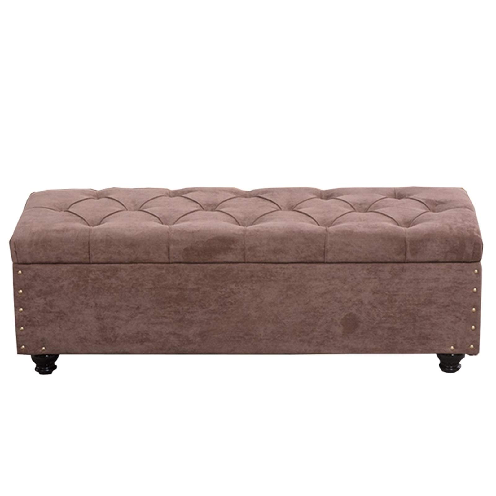 Pouf repose-pieds canapé capitonné avec grand casier de rangement vintage