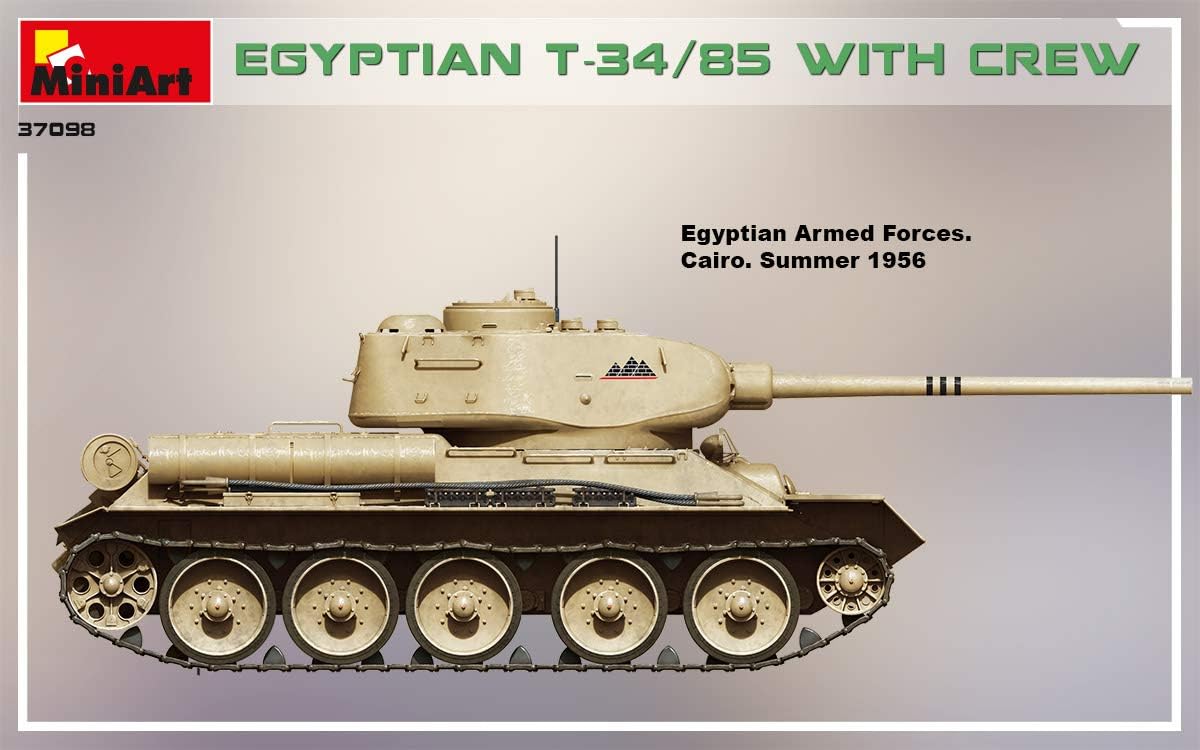 Mini Art MA37098 1/35 Egyptian Army T-34/85 with 4 Tank Soldiers Plastic Model