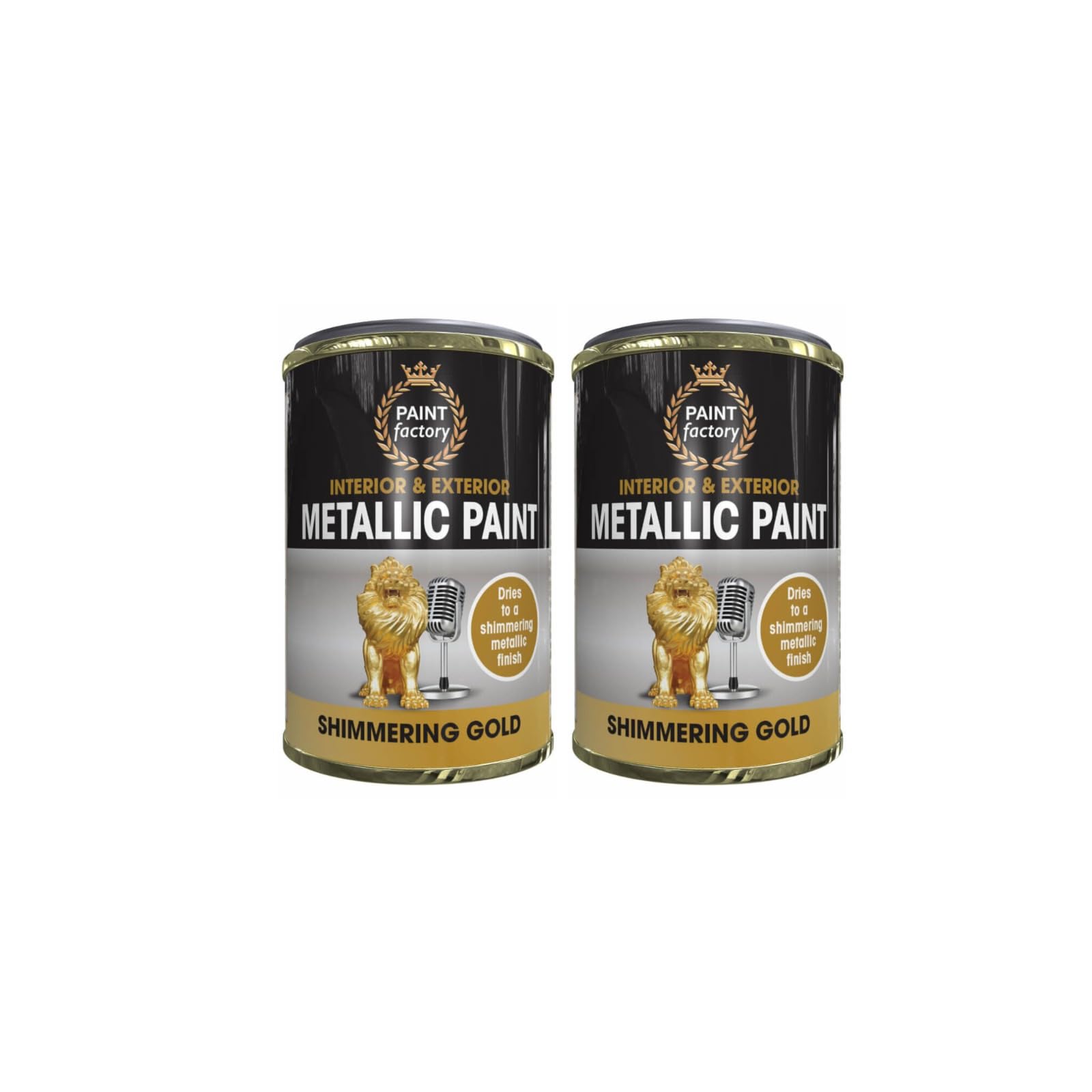 DIOXSTAR Metallic Gold Tin Paint, Shimmering Metallic Finish, Fast Drying, Tough& Durable Varnish, Long Lasting Protection for Interior and Exterior Use, 300ml (2 PCS)