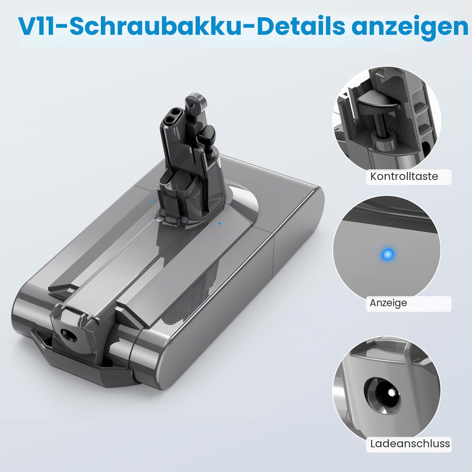 LabTEC V11 Li-Ionen-Akku für Dyson, 25,2 V 3900 mAh Ersatzakku für V11 (Schraubtyp) SV14 Absolute kabelloser Staubsauger mit LED + Filter + Bürste + Schraube (passt Nicht für Modelle mit Knopf)