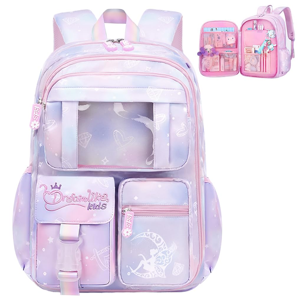 PALAY® Girls School Backpack Girls School Backpack Stylish School Bags Dreamy Purple Cartoon Print Schoolgirls Backpack Large Burden Relief Oxford Cloth School Backpack Gift Childrens Day Gift (B0D473WPRL) Amazon Price History, Amazon Price Tracker