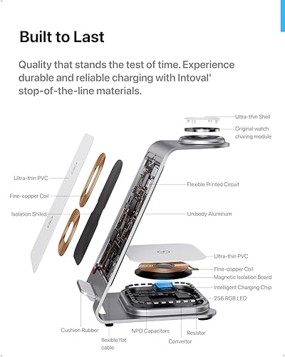 Miniatura 4 de Intoval Estación de carga inalámbrica, cargador 3 en 1 para Apple, iPhoneiWatchAirpods (Y93, plateado)