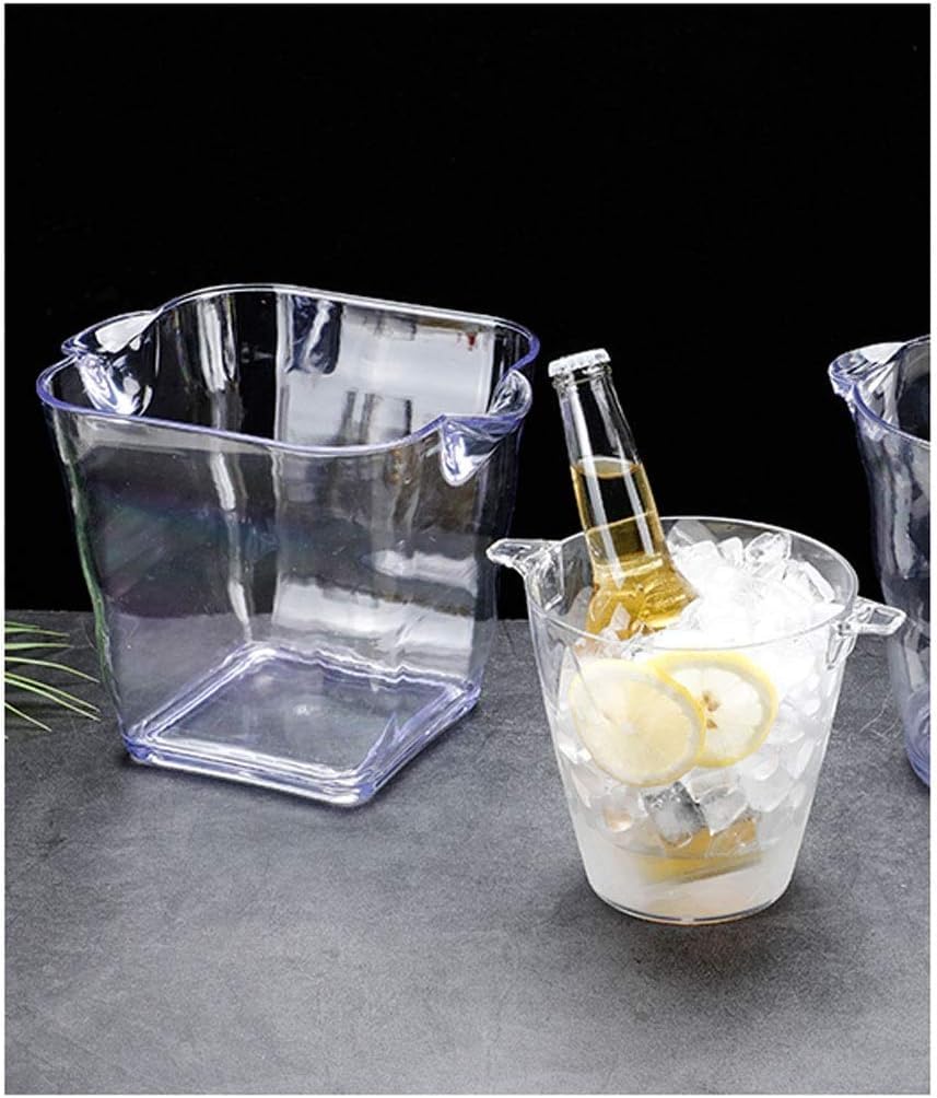 Cubitera Botella Vino Cubo de Hielo Cuadrado para Bebidas acrílicas Transparentes 5L Gran Capacidad Recipiente de Hielo para Vino Beer Fiest Bar Herramientas