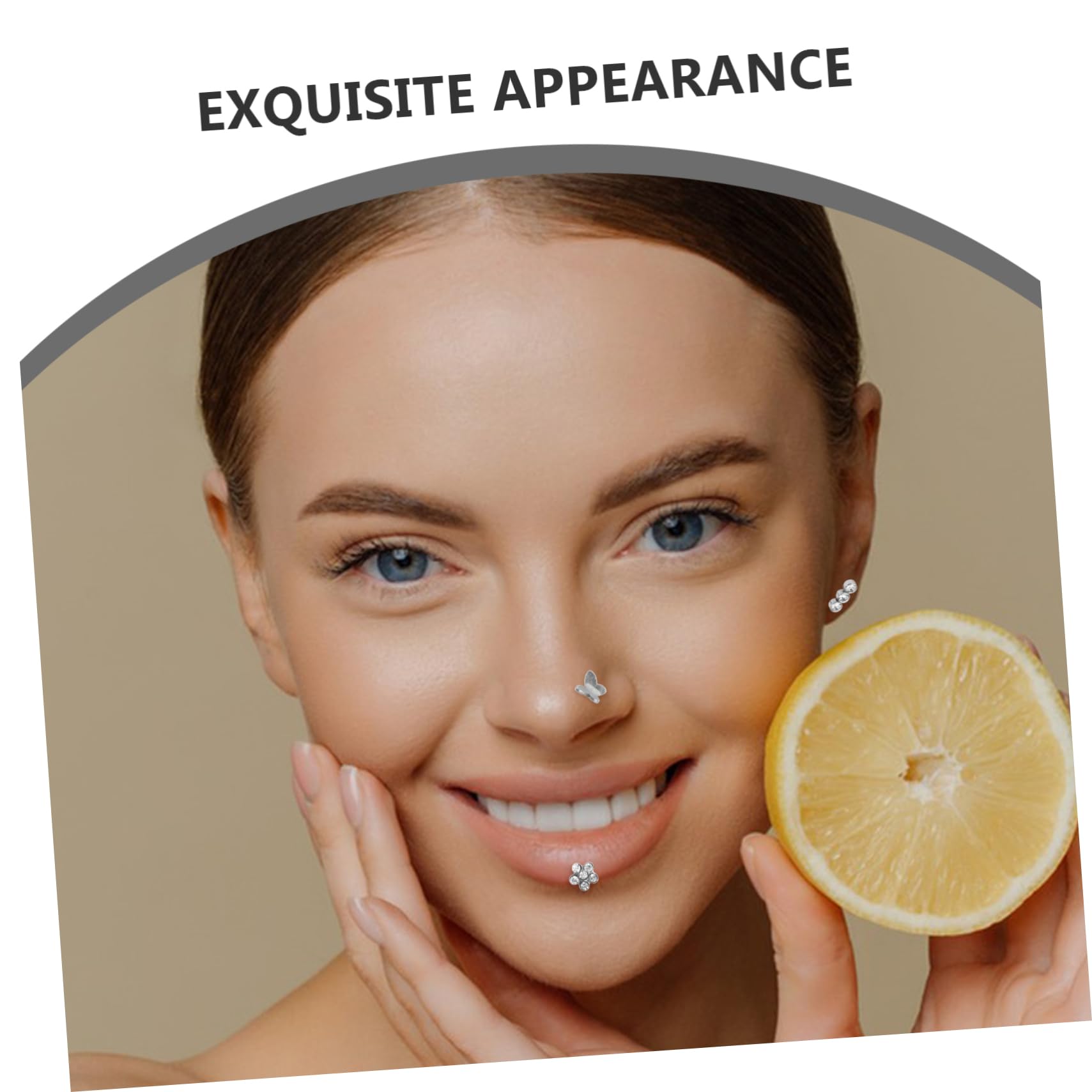 POPETPOP 5pièces Bijoux de Piercing Acier Inoxydable pour Lèvres Nez Labret Tragus et Piercings Dermiques Bijoux de Corps