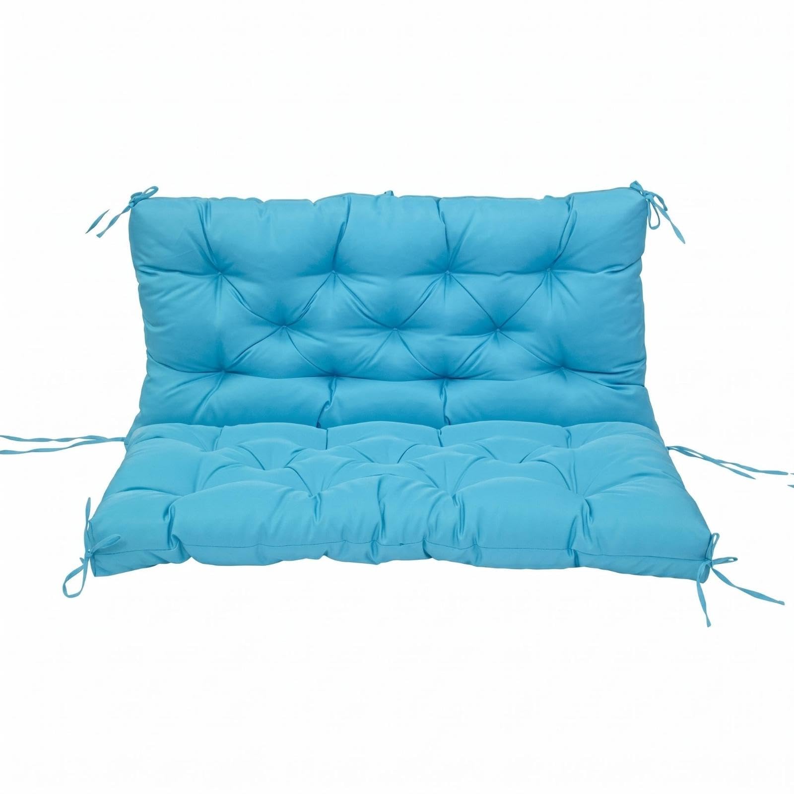 Bench Cushion with Backrest Tie Straps Tufted Bench Seat Cushion Padded Home Furnishing Sky Blue Waterproof 150x100cm-image-35