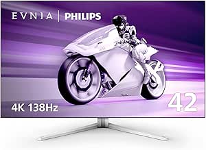 Philips EVNIA 42M2N8900 41.5” 4K OLED Gaming Monitor, 4K UHD, 138Hz 0.1ms GtG, FreeSync Premium, HDR10, USB-C Docking, KVM, 10W Speakers + DTS Sound, Ambiglow, 4-Year Advance Replacement