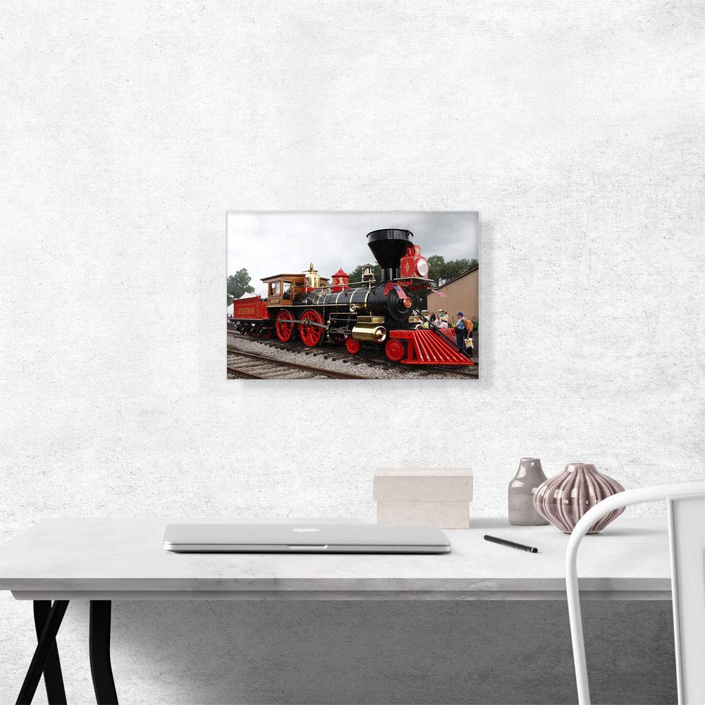 Amazon.com: ARTCANVAS Red Gold Vintage Old Locomotive Steam Train 