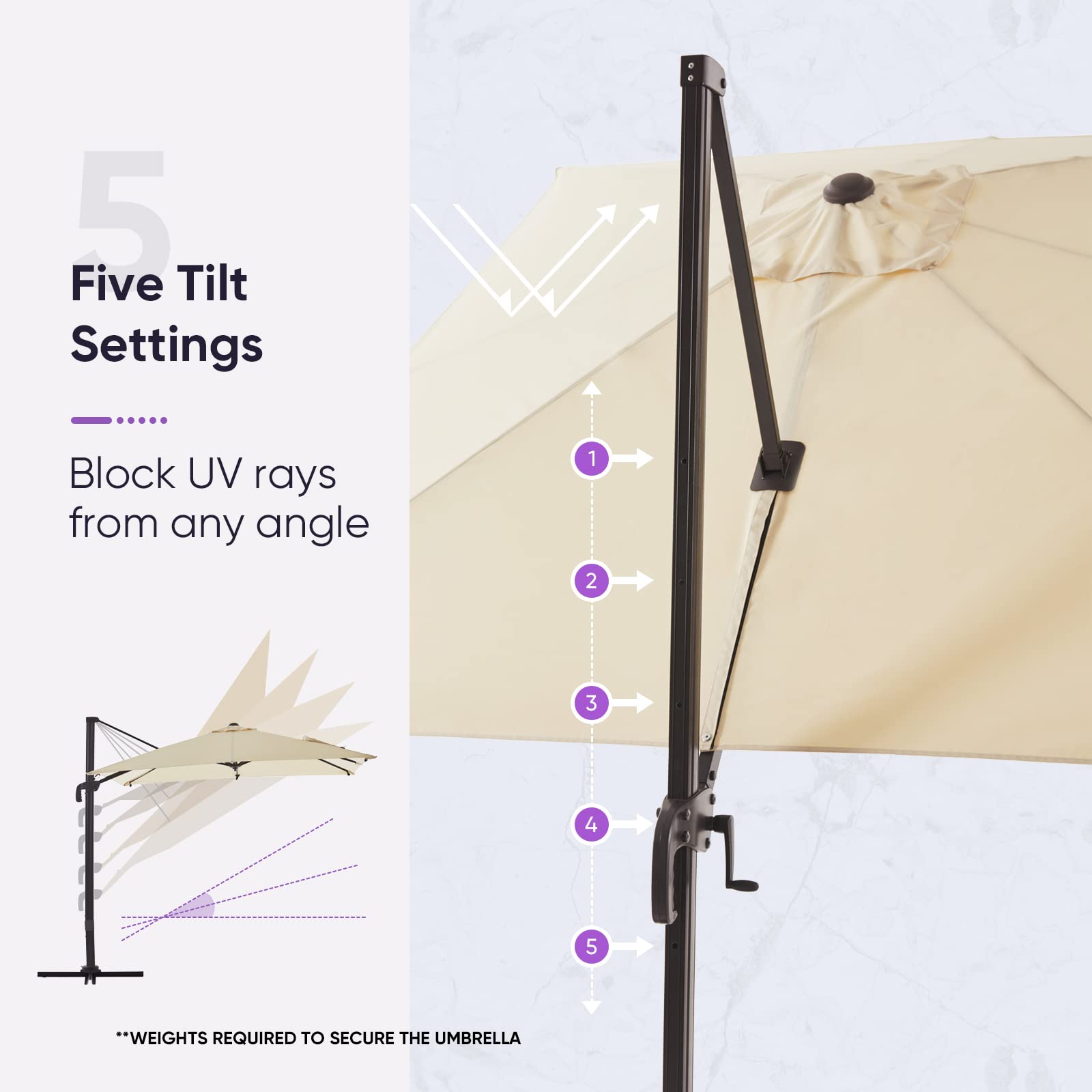 Buy VINEY BISTRO Square Cantilever Patio Umbrellas, Outdoor Aluminum