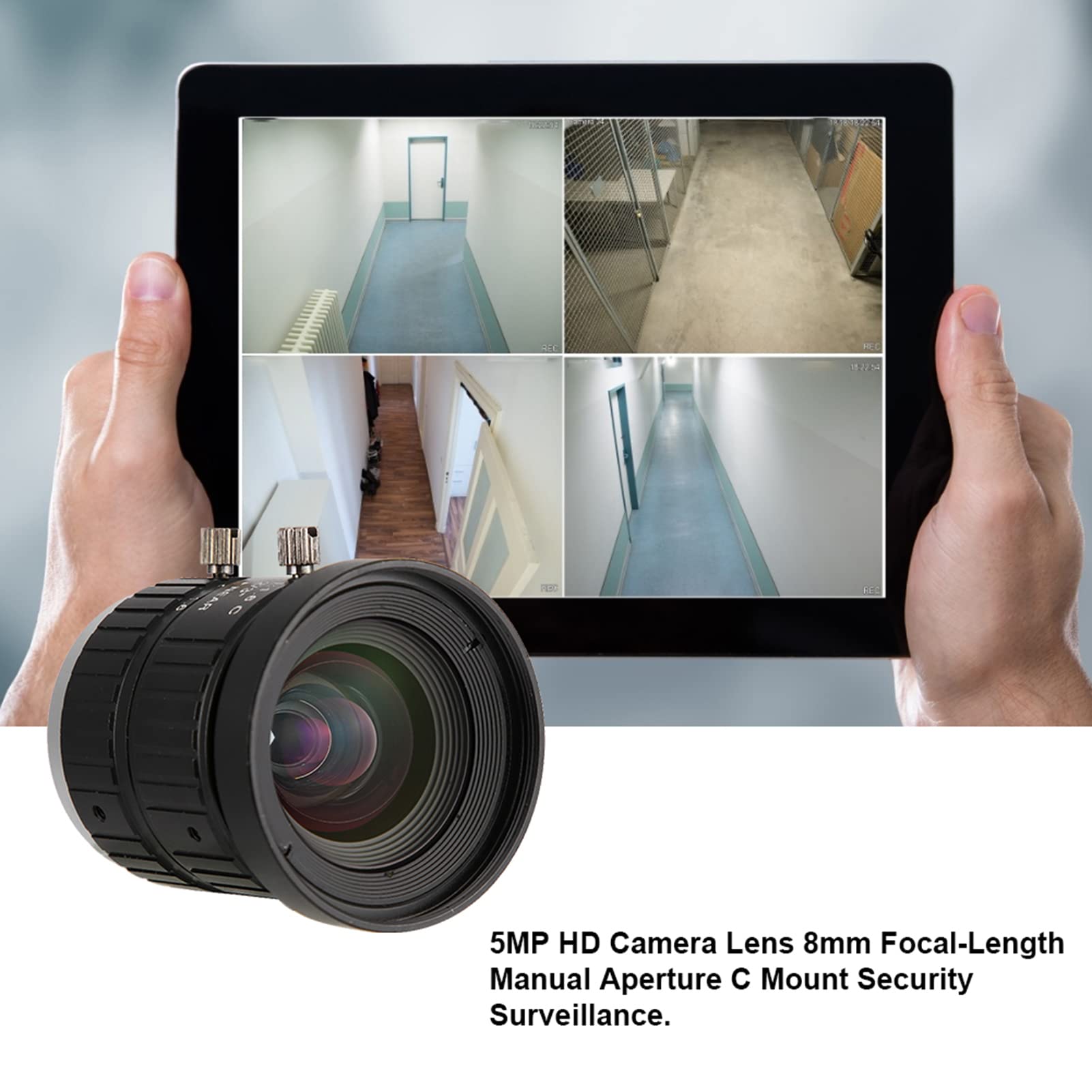 Obiettivo con Attacco C 8 Mm, Apertura Fissa con Diaframma Manuale HD 5 MP per Telecamera di Sicurezza