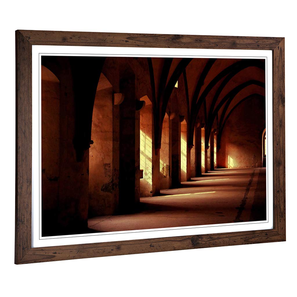 Big Box Art Framed Print of Architecture Sunlight Through The Window Design | Wall Art Picture | Home Decor for Kitchen, Living Room, Bedroom, Hallway, Walnut, A2 / 24.5x18 Inch / 62x45cm