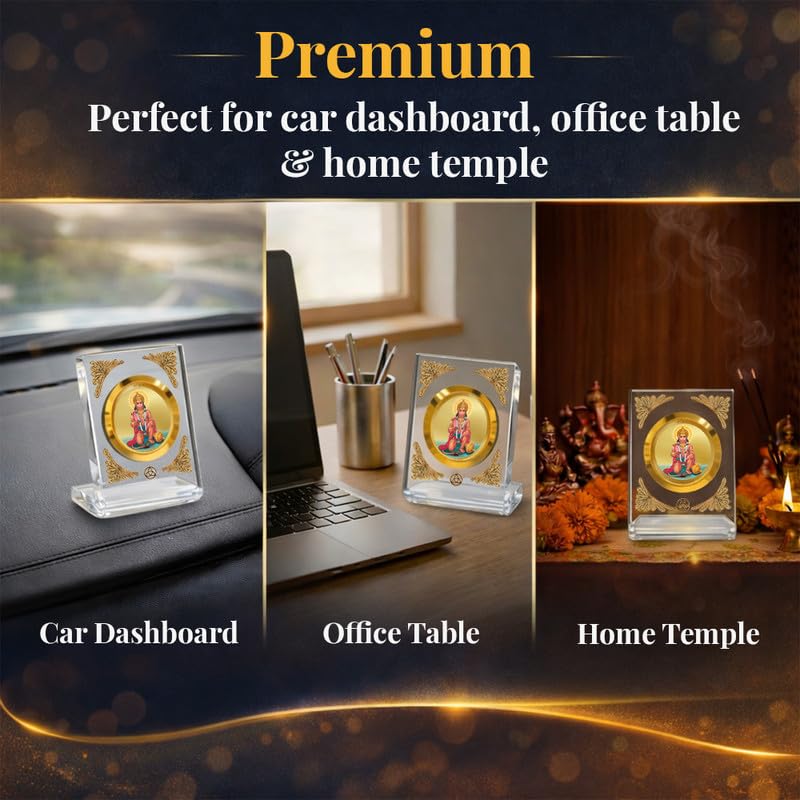 Image of DIVINITI 24K Gold Plated Religious Car Dashboard Frame | Premium God Idol Frame for Car, Home Mandir & Office Table | Spiritual Gift, Decorative Showpiece
