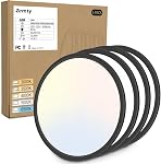 4 Pack 12 Inch Black LED Flush Mount Ceiling Light Fixtures, Zemty 24W 2640lm LED Ceiling Light, 3000K/3500K/4000K/5000K/6500K 5 Color Temperatures Selectable for Bedroom Kitchen Dining Room (Black)