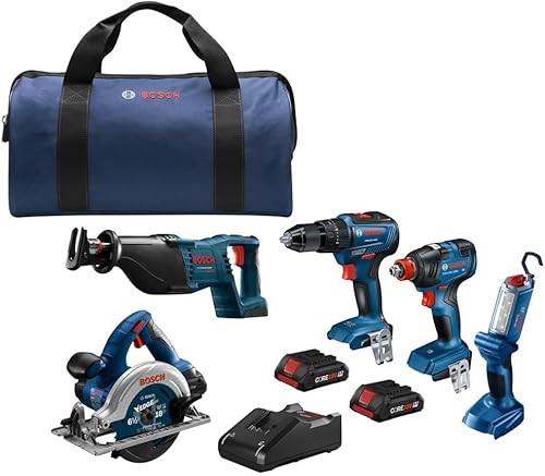 Miniatura 1 de BOSCH GXL18V-501B25 18V 5 Kit combinado de 5 herramientas con destornillador de impacto de broca dos en uno, taladro de martillo de 12 pulgada,