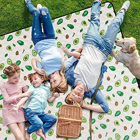 Picnic Mat, 79''×77'' Extra Large Foldable Picnic Blankets Waterproof Sandproof Beach Mat , Portable Beach Blanket for Camping,Travel, Hiking, Family Day Out (Yellow-pineapple) Cover