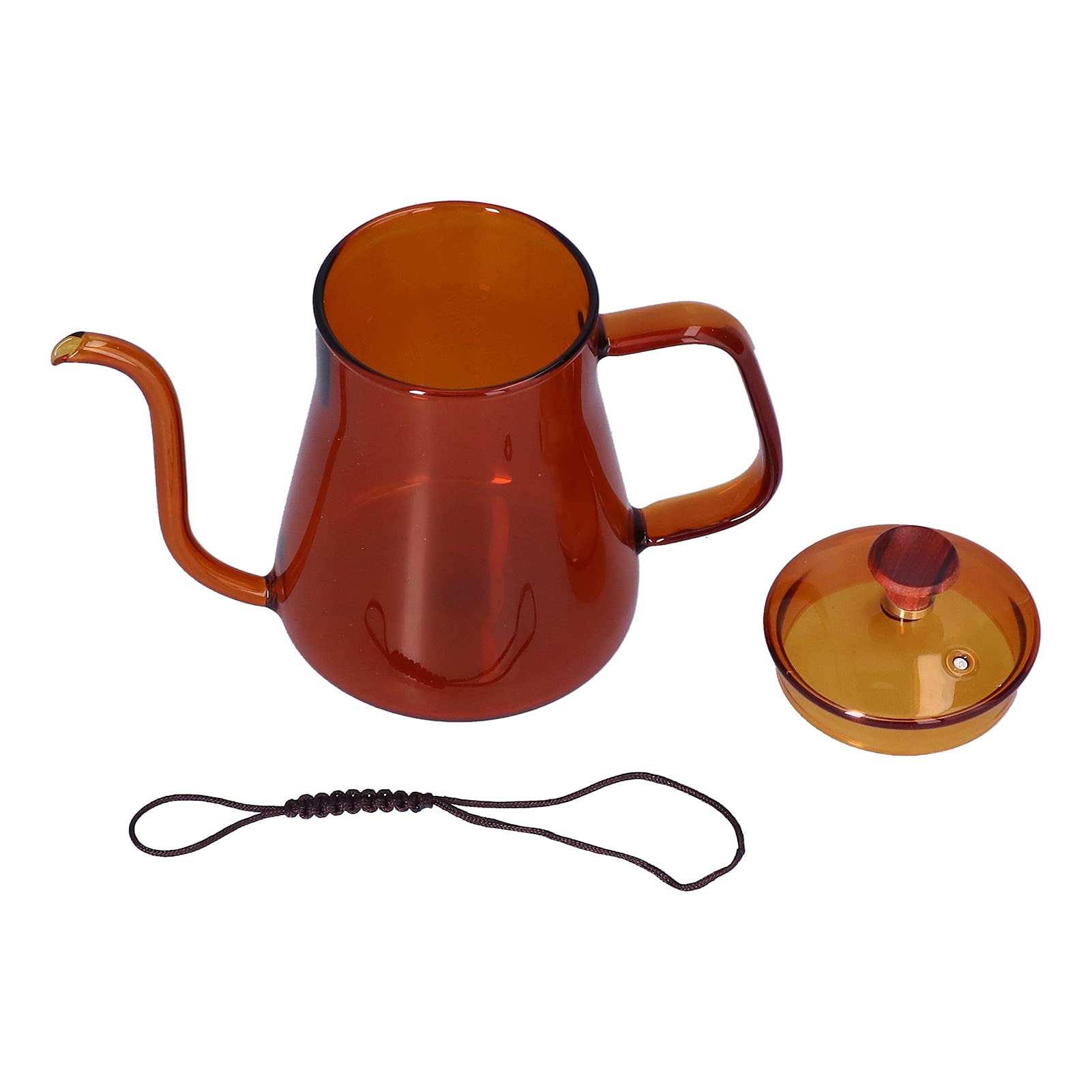 Bollitore Hapvida con Beccuccio Lungo, Caffettiera a Collo di Cigno in Vetro Borosilicato 1000ml Resistente al Calore per Caffè e Tè (Marrone)