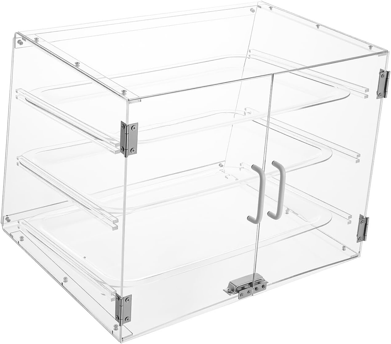 3-Tier Bakery Display Case, 21.26*17.32*16.53 In Acrylic Pastry Display Cabinet Commercial Countertop Bakery Showcase Clear Pastry Displays Cabinet for Bakeries Coffee Shops Snack Shops