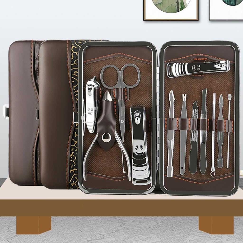 Juego de 12 Tijeras Grandes para uñas, Herramientas de manicura para el hogar, Ideales para Viajes y como Kit portátil de Belleza.