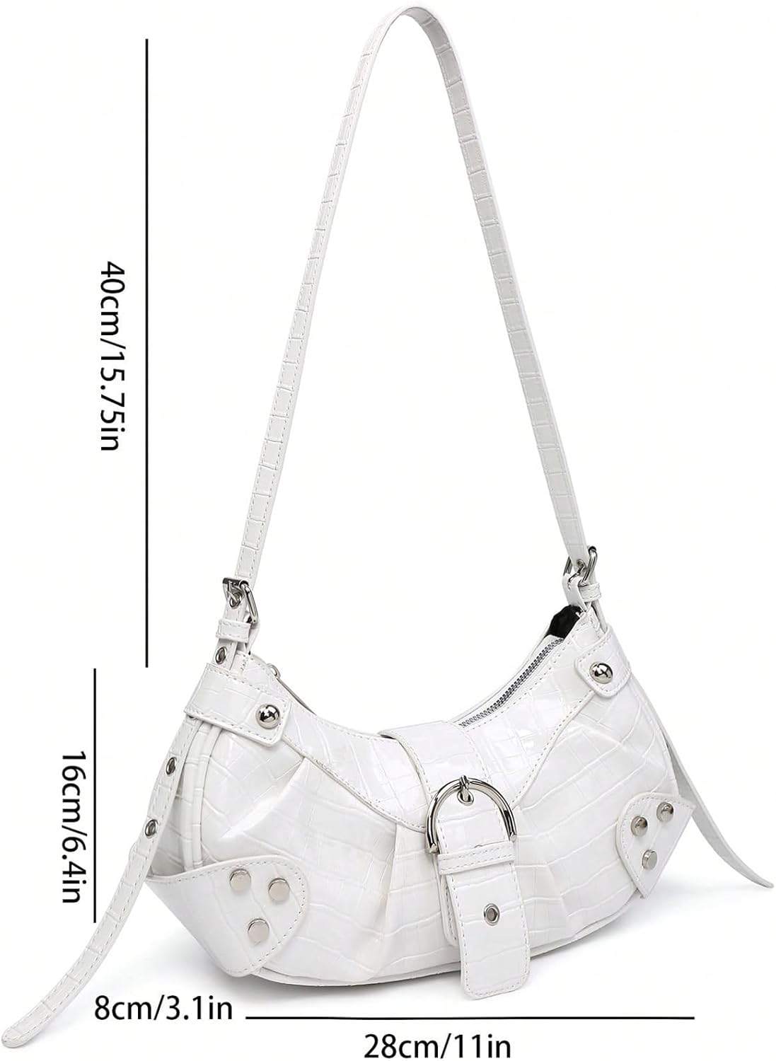Verdusa Women's Pleated Hobo Shoulder Bags Metallic PU Leather Clutch Handbag