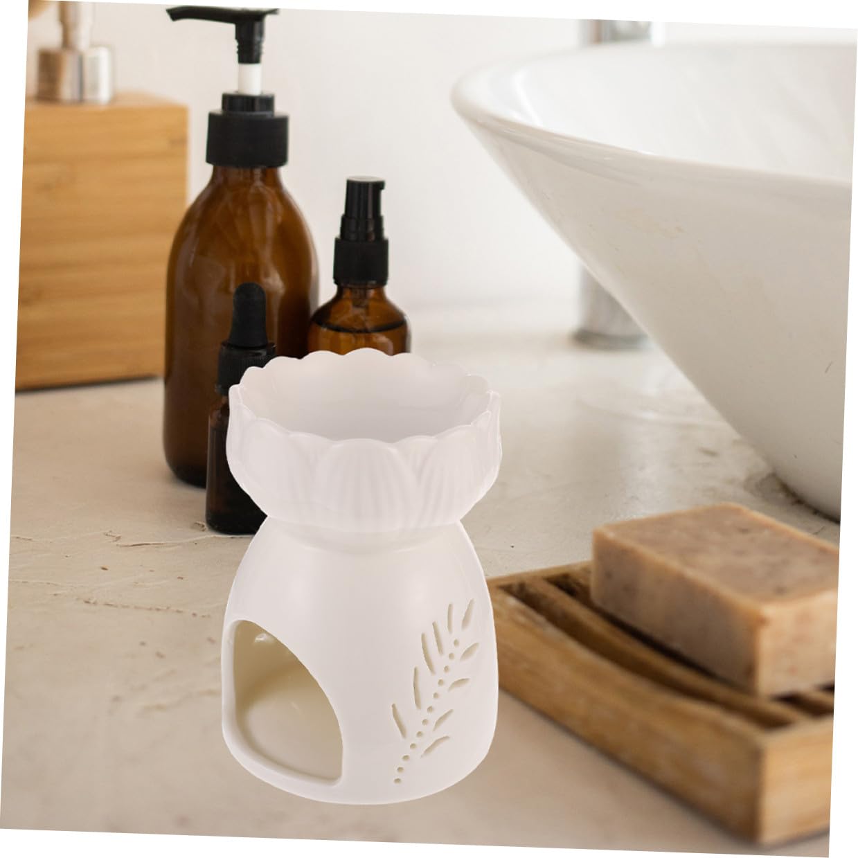 2 Stück Keramik Aromatherapie Duftlampe Hohlgearbeitetes Stabile Tischdekoration Leichtes Aromaöl Handgefertigter Keramik Diffuser für Zuhause und Geschenk
