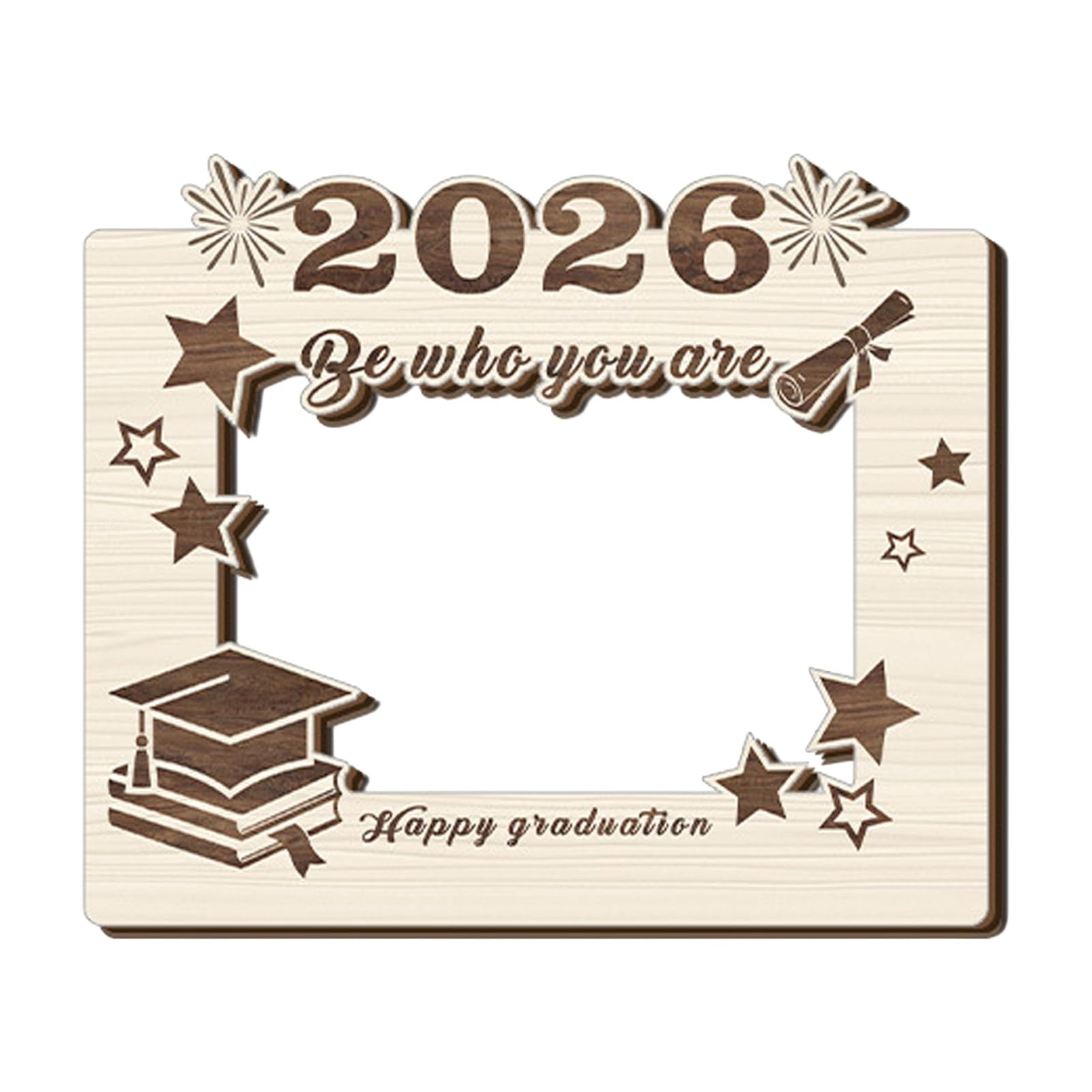 Pasisuu Graduation Photo Frame – Class of 2026 Wooden Frame with Bachelor Cap Design, Solid Wood Commemorative Keepsake for Graduates B