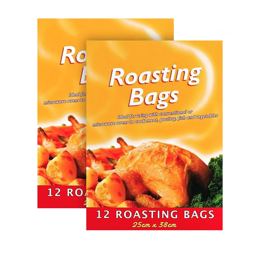 Zopper 2 x 12 Roasting Bags 25cm x 38cm Flavour Lock Suitable For Cooking Meat, Fish And Vegetables Conventional For Microwave