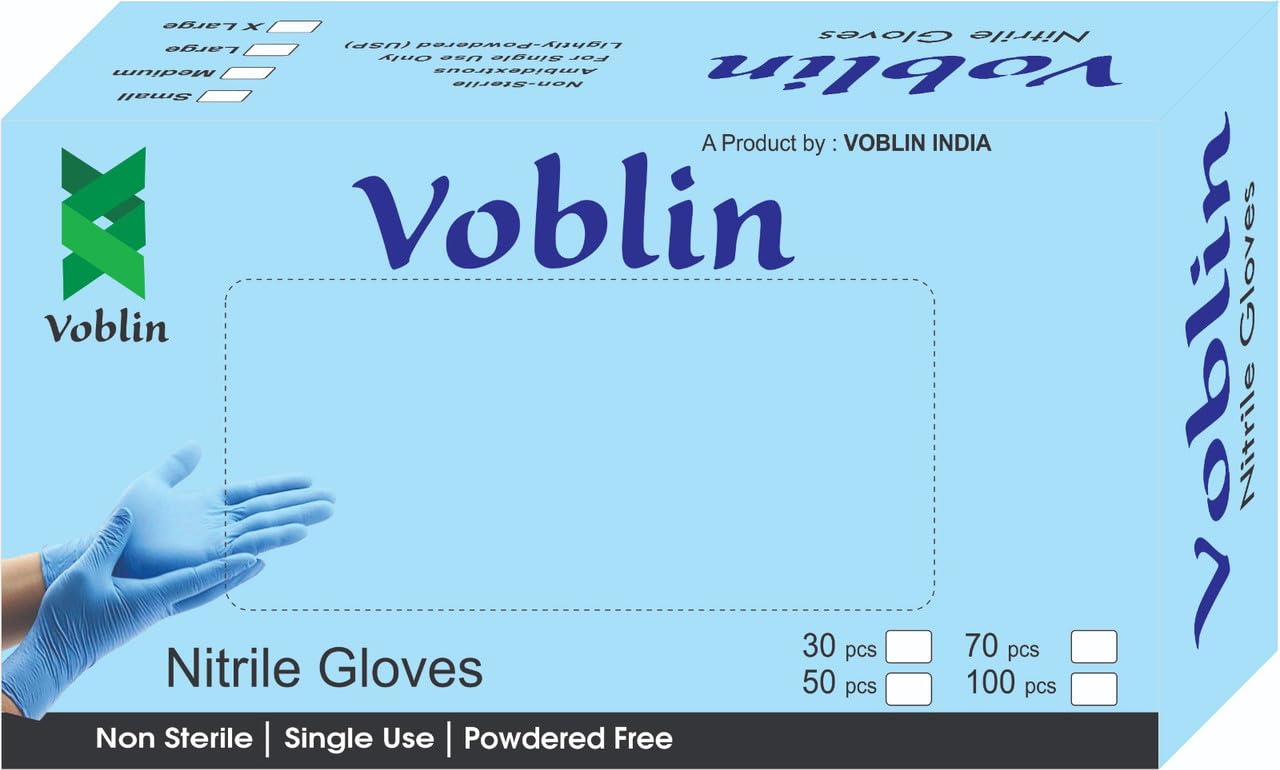 Voblin Ambidextrous Synthetic Non-Sterile Nitrile Powder-Free Hand Gloves (Blue, Pack of 30, Large) (B0BZ8LLHR1) Amazon Price History, Amazon Price Tracker