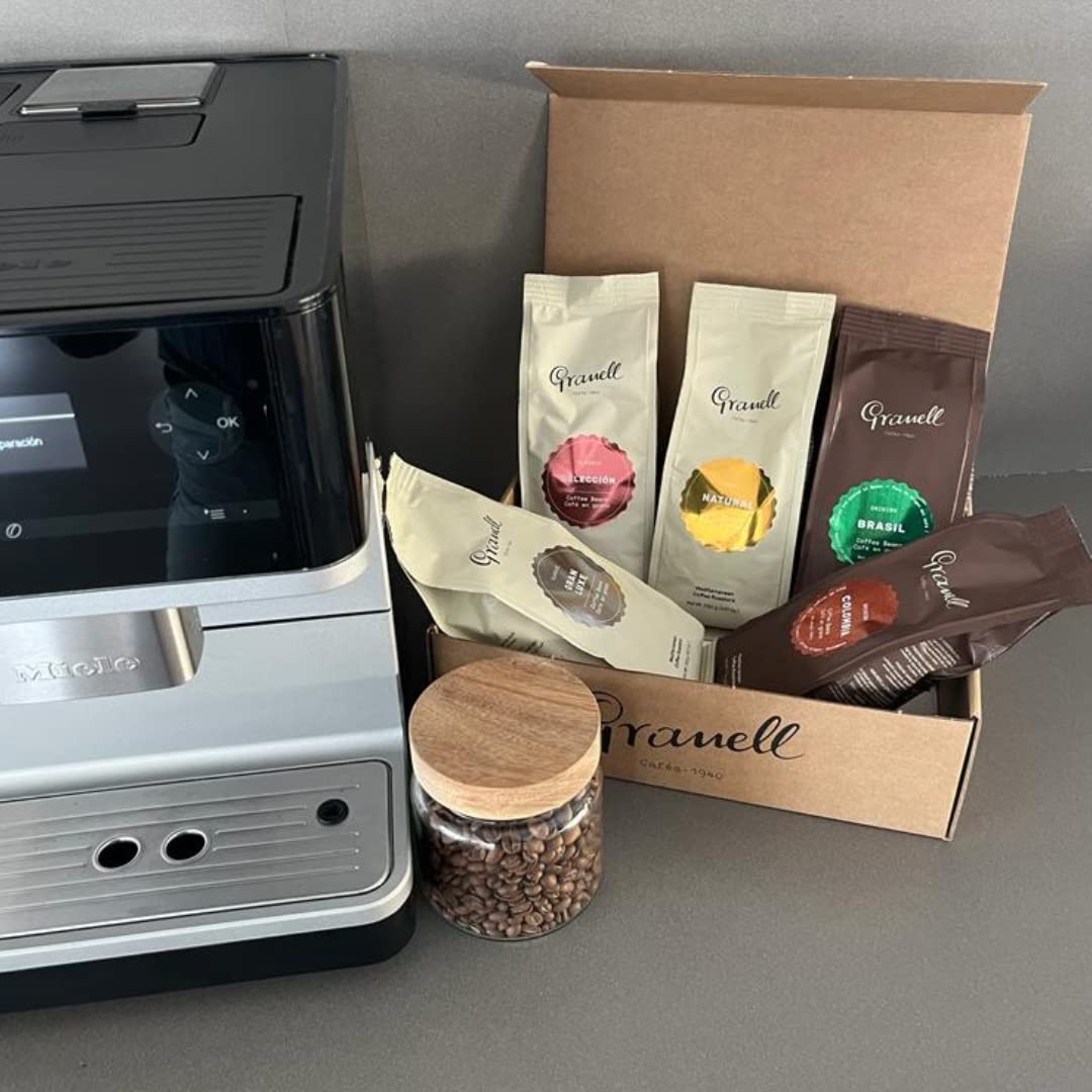 Granell Cafes ·1940 - Pack Degustación Café en Grano | Colombia, Brasil, Selección, Gran Luxe & Natural | Blend Arábica y Robusta de Tueste Natural | 5 Paquetes x 250 Gramos