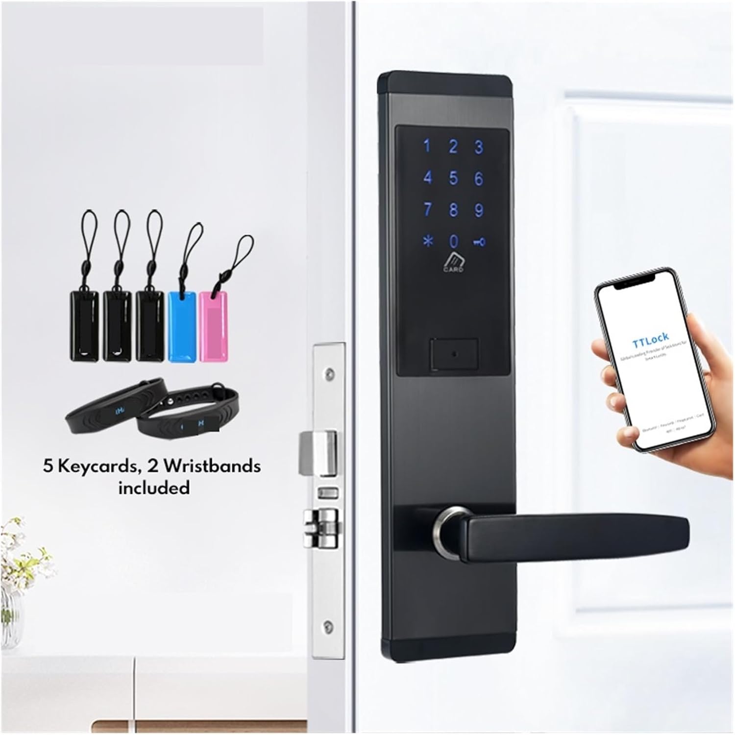 Cerradura electrónica de seguridad de la aplicación TTlock, bloqueo de pantalla táctil inteligente WiFi, bloqueo de teclado de código digital para apartamento de hotel en casa (color: izquierda-P