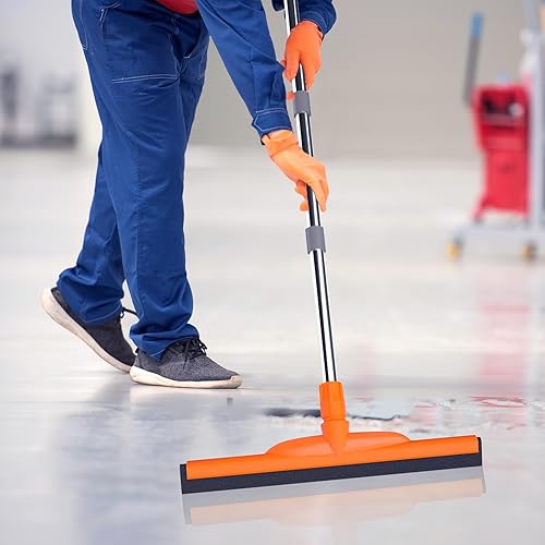 Miniatura 3 de ITTAR Escobilla de suelo resistente, mango ajustable de 62 pulgadas, hoja de espuma EVA, ideal para hormigón, garaje, patio y más