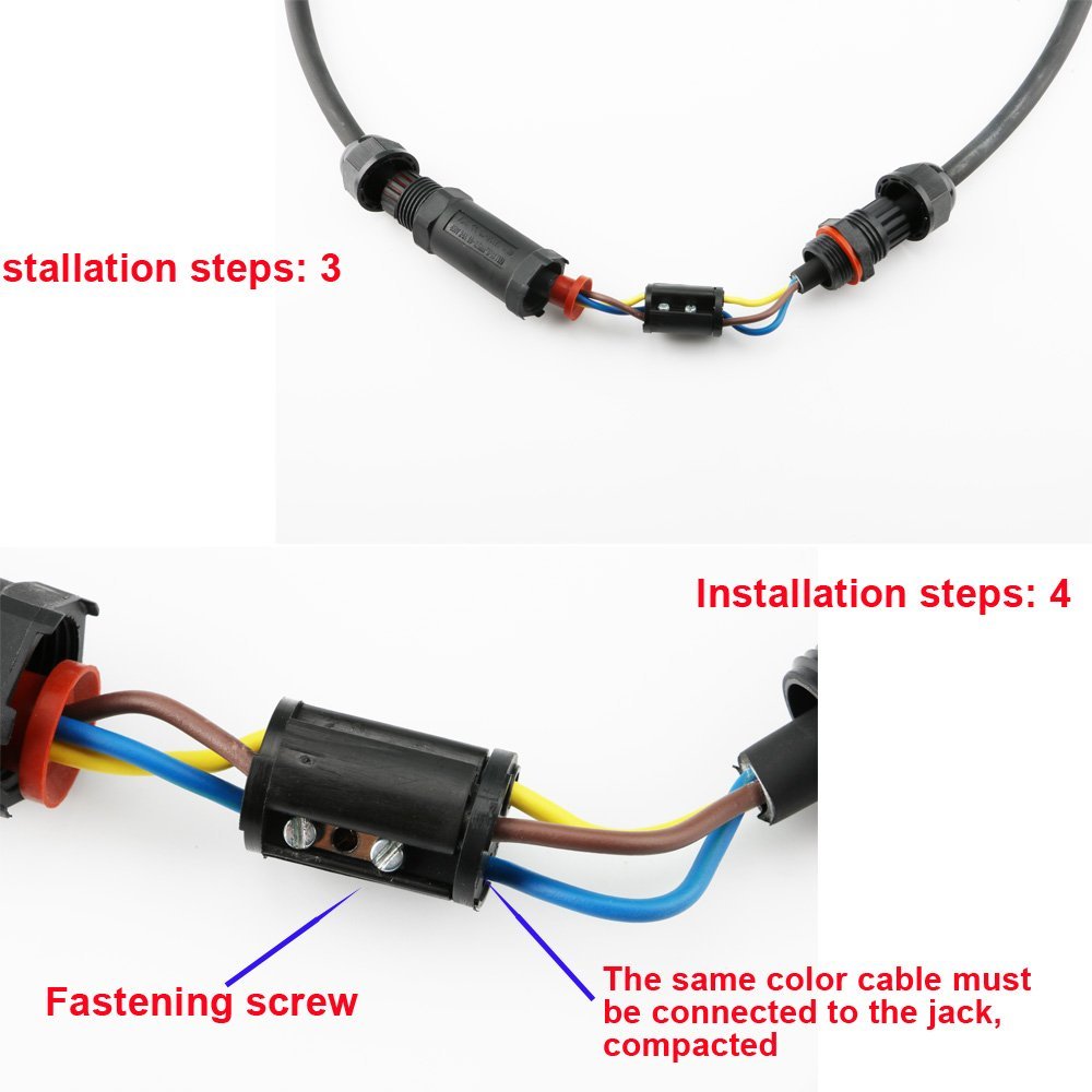 Connettore cavi impermeabile IP68, CESFONJER 2pezzi connettore per cavi esterni, scatola giunzione esterna, accoppiatore per manicotti per connettori per cavi per cavi da 2 o 3 pin di diametro 5-13 mm