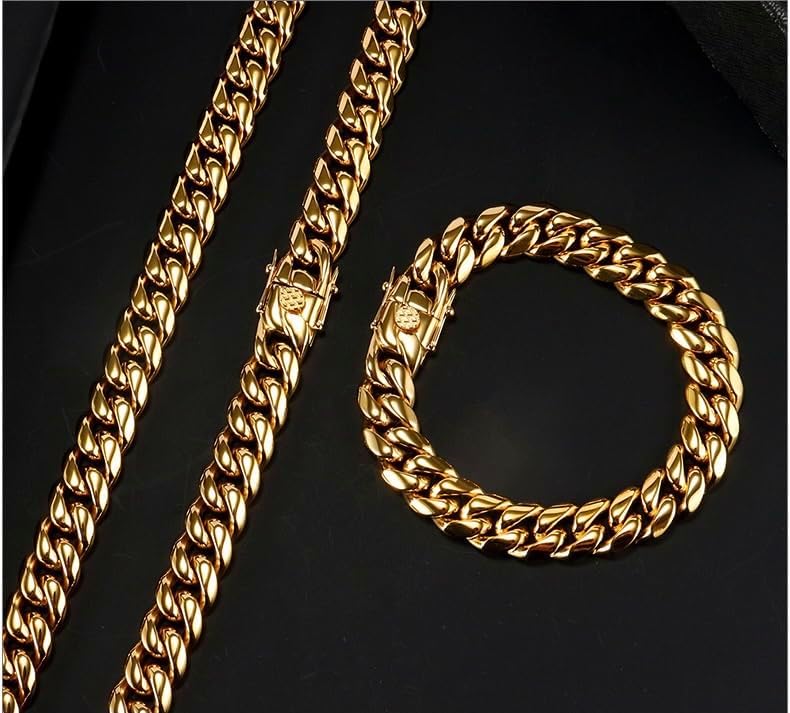 Solid 18K gold bracelet suitable for both men and women, Miami Cuban bracelet, Valentine's Day, birthday, Christmas gift box packaging, mesh bracelet - Image 6