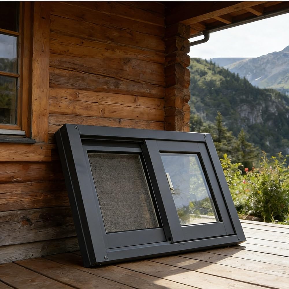Ventanas deslizantes ventiladas para eliminar humedad en sótanos con marco de metal empotrado