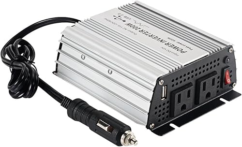 Miniatura 1 de Inversor de corriente de 200 W CC 12 V, salida 110 V-120 V AC inversor de coche con adaptador de coche USB