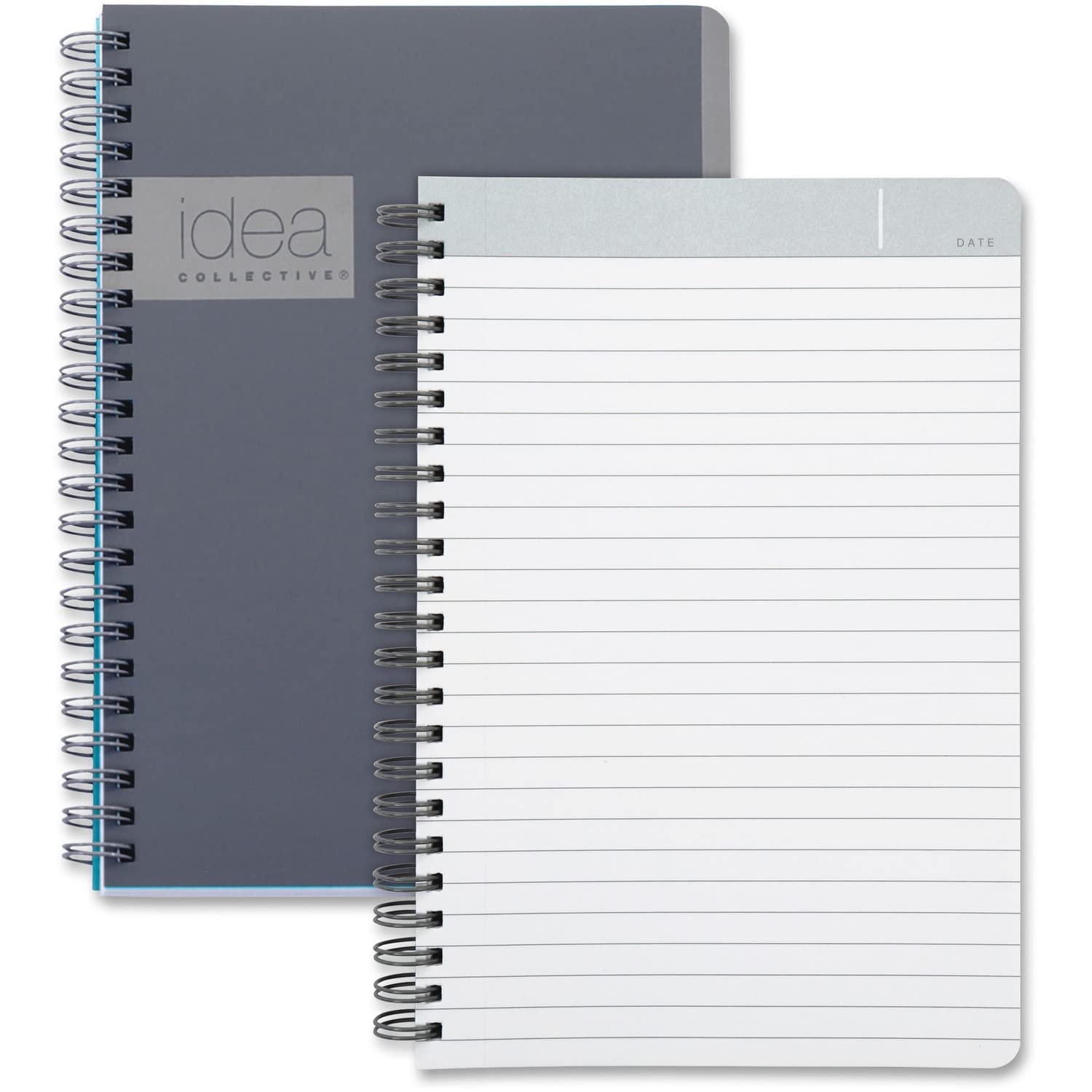 Oxford Idea Collective Professional Notebook, Double Wire-O, 8 x 4 7/8, Ruled, 80 Sheets, Gray (57010IC), 6 Count