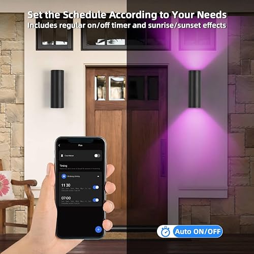 Miniatura 9 de SHIMR Paquete de 2 luces de exterior que cambian de color, RGB 2700K-6500K luces inteligentes para porche con control remoto, accesorios de