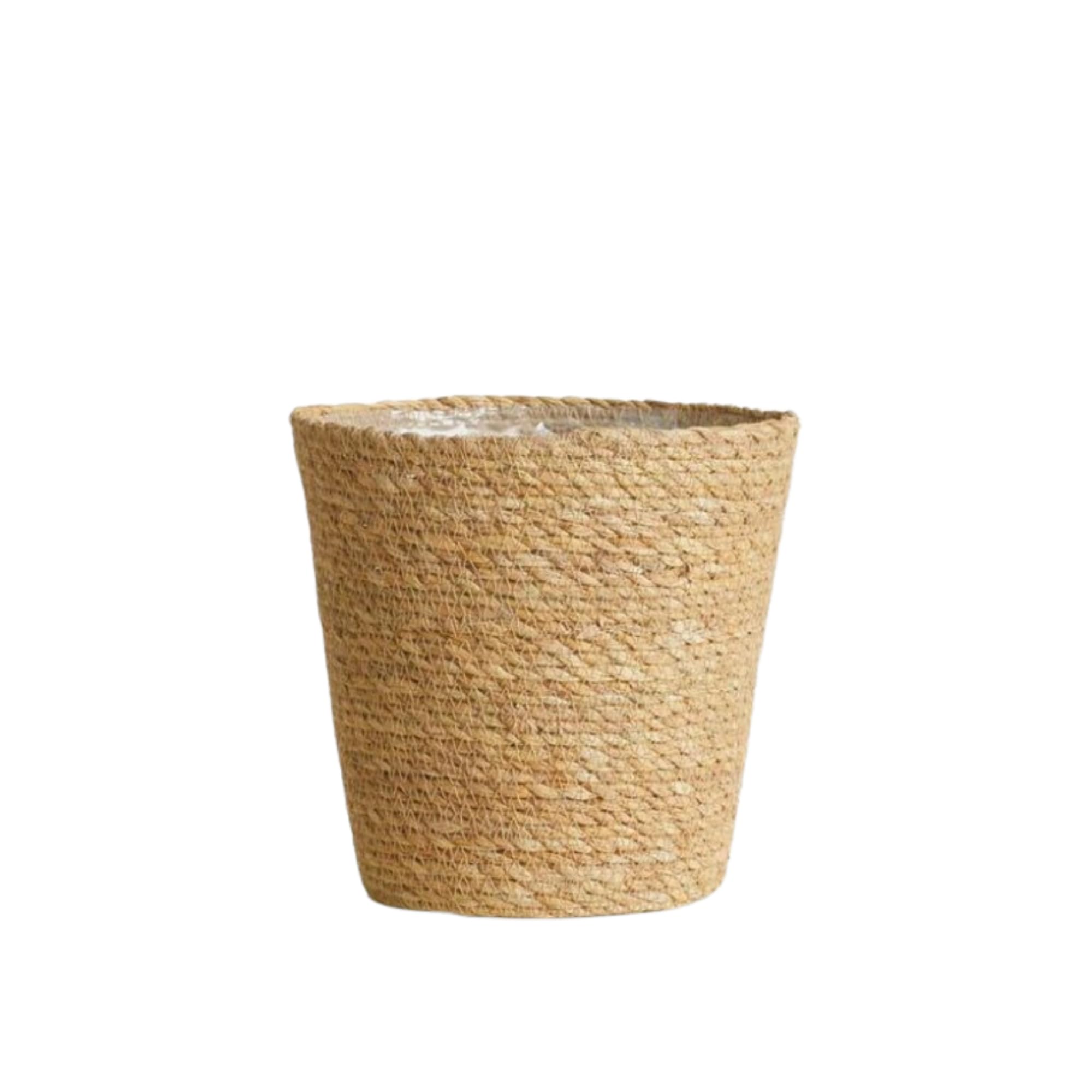 SMPLY. Macetero Semirígido de Yute En Forma de Cono - Cesta Mimbre Ideal para Macetas o Tiestos Válida para Interiores o Terrazas - Color Natural (17 x 17 x 16)