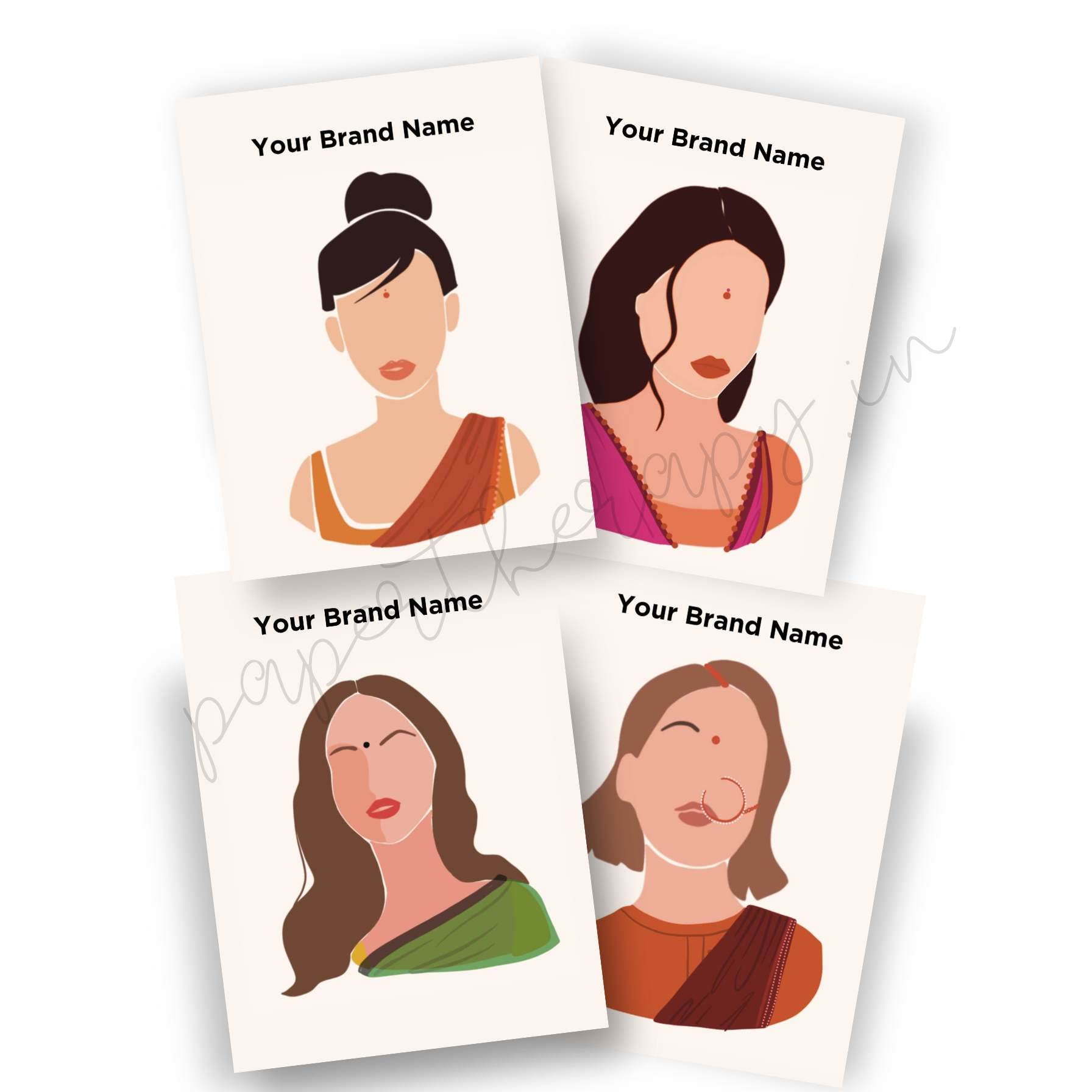 Jinnie's studio Custom brand name - 350 GSM - Earring necklace Jewellery packaging cards - PACK of 100 - Display cards - 4 different designs