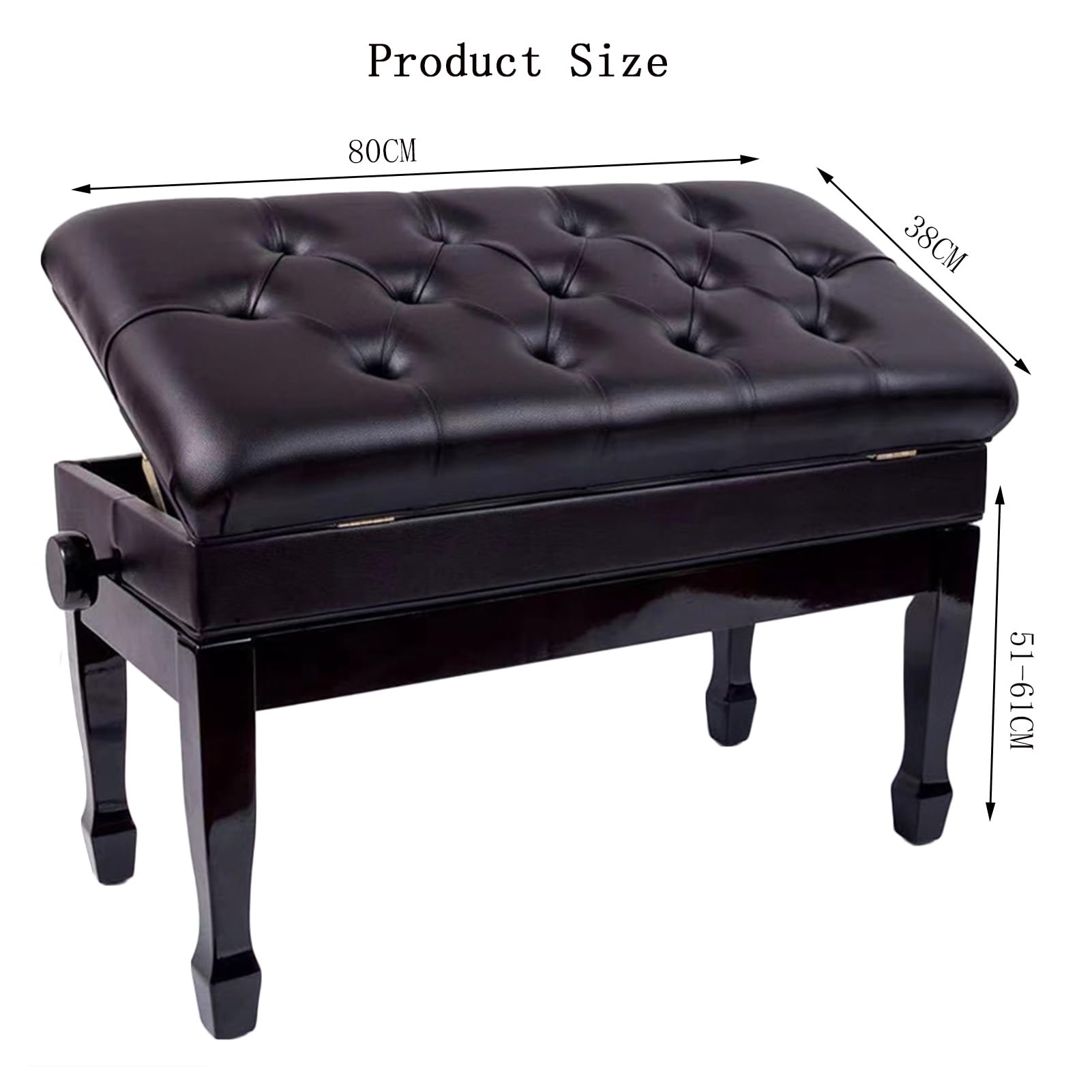 Sgabello regolabile per pianoforte, con capacità di carico 881IBS, adatto per bambini, adolescenti, adulti e anziani, colore nero